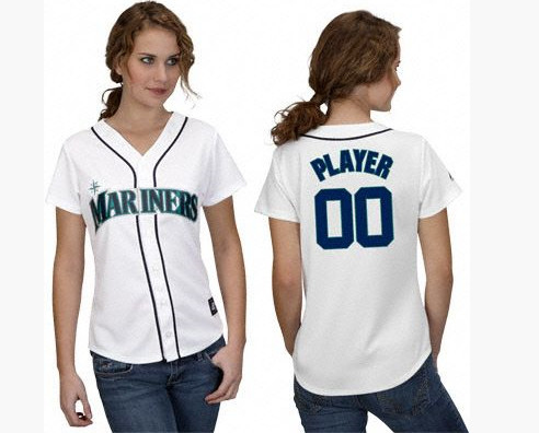 Personalized Customized Women Seattle Mariners White MLB Jersey