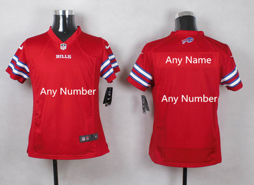 Personalized Women Bills Red Stitched NFL Rushized Jersey