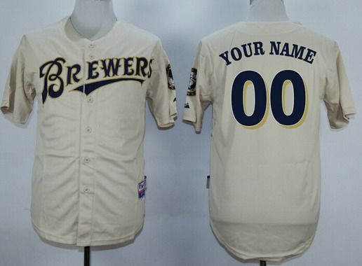 Personalized Youth’s Milwaukee Brewersized 2013 Cream MLB Majestic Jersey