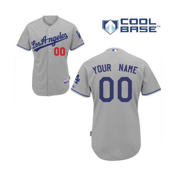 Personalized Youth’s Los Angeles Dodgersized Authentic Grey Road Cool Base MLB Jersey