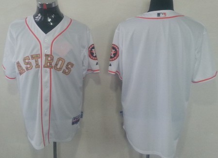 Personalized Youth’s Houston Astrosized White With Camo Jersey