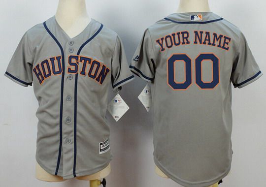 Personalized Youth’s Houston Astrosized Gray Away MLB Cool Base Jersey