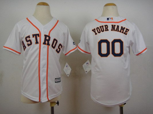Personalized Youth’s Houston Astrosized Home White MLB Cool Base Jersey