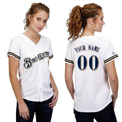 Personalized Women’s Milwaukee Brewersized White Jersey