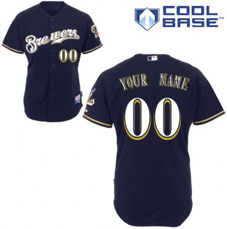 Personalized Women’s Milwaukee Brewersized Navy Blue Jersey