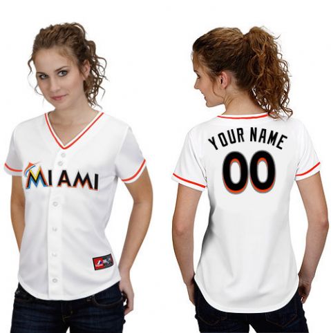 Personalized Women’s Miami Marlins Home Whiteized Jersey