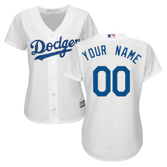 Personalized Women’s Los Angeles Dodgersized Authentic White Home Cool Base MLB Jersey