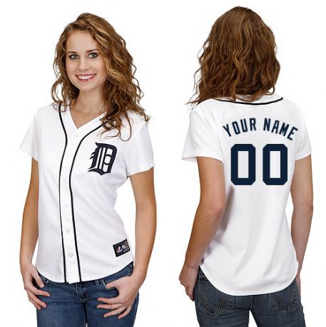Personalized Women’s Detroit Tigers Home Whiteized Jersey