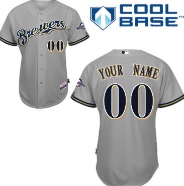 Personalized Men’s Milwaukee Brewersized Gray Jersey