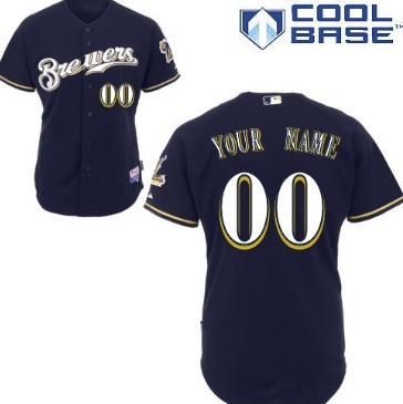 Personalized Men’s Milwaukee Brewersized Navy Blue Jersey