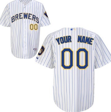 Personalized Men’s Milwaukee Brewersized White Pinstripe Jersey