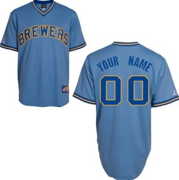 Personalized Men’s Milwaukee Brewersized Light Blue Throwback Jersey