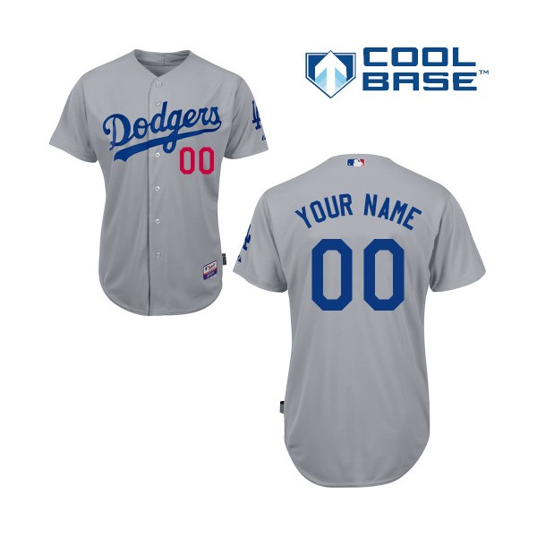 Personalized Men’s Los Angeles Dodgersized Authentic Grey Alternate Road Cool Base MLB Jersey