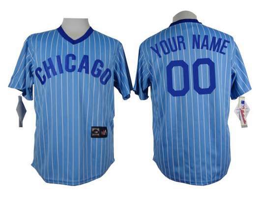 Personalized Men’s Chicago Cubsized 1988 Light Blue Pinstripe Pullover Jersey