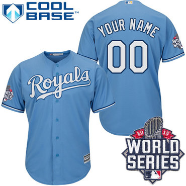 Personalized Men’s Kansas City Royalsized light Blue 2015 World Series Cool Base Jersey
