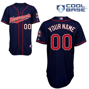 Personalized Men’s Minnesota Twins Authenticized Navy Blue Alternate Road Jersey