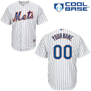 Personalized Men’s New York Metsized White Pinstripe Jersey