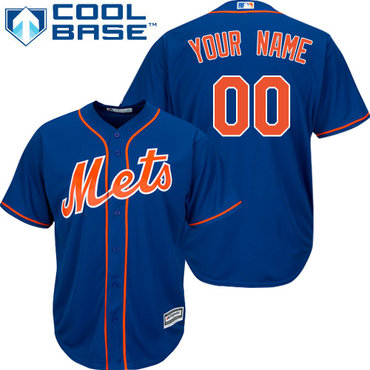Personalized Men’s New York Metsized Blue With Orange Jersey