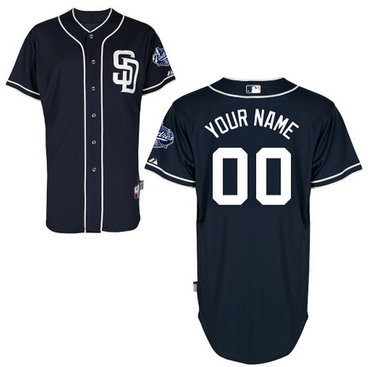 Personalized Men’s San Diego Padres Authenticized Navy Blue Alternate Jersey