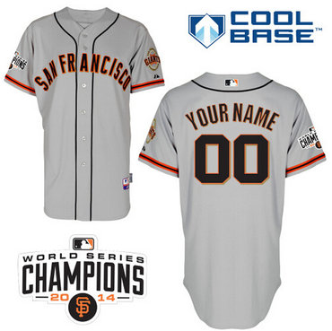 Personalized Men’s San Francisco Giantsized 2014 World Series Champion Patch Gray Jersey