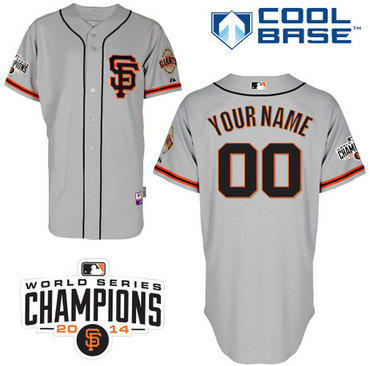 Personalized Men’s San Francisco Giantsized 2014 World Series Champion Patch Gray Road 2 Jersey