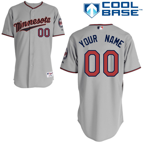 Personalized Women’s Minnesota Twins Gray MLB Road Cool Baseized Jersey