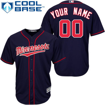 Personalized Women’s Minnesota Twins Navy Blue MLB Alternateized Jersey