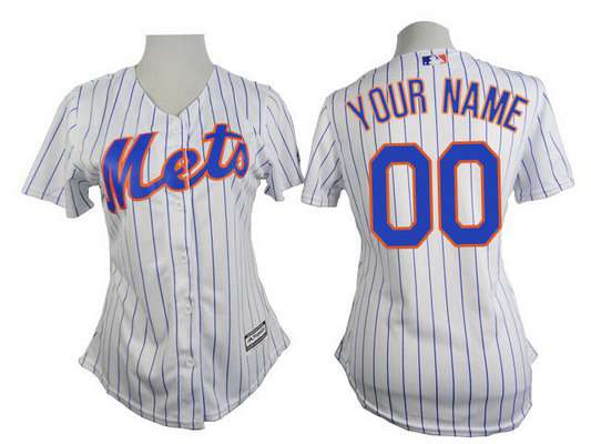 Personalized Women’s New York Metsized White Pinstripe Jersey
