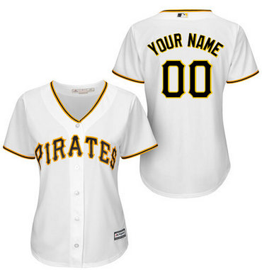 Personalized Women’s Pittsburgh Pirates Home Whiteized Authentic Stitched Jersey