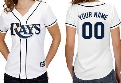 Personalized Women’s Tampa Bay Raysized White With Navy Blue Jersey