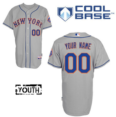 Personalized Youth New York Mets Authenticized Road Gray Baseball Jersey