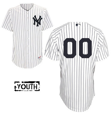 Personalized Youth New York Yankees White Strips Authenticized Baseball Jersey