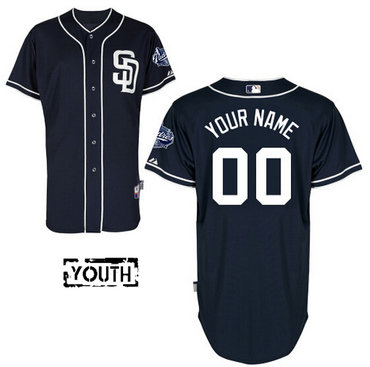 Personalized Youth San Diego Padres Authenticized Navy Blue Alternate Jersey