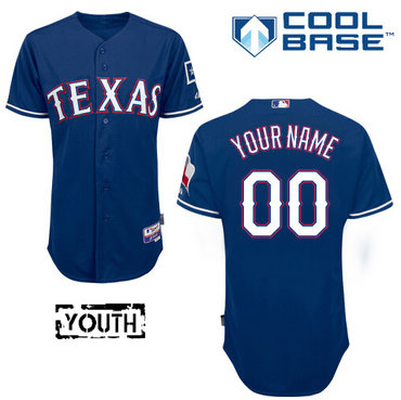 Personalized Youth Texas Rangers Authenticized Alternate Navy Blue Jersey