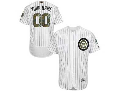 Personalized Men’s Majestic Chicago Cubsized Authentic White 2016 Memorial Day Fashion Flex Base MLB Jersey
