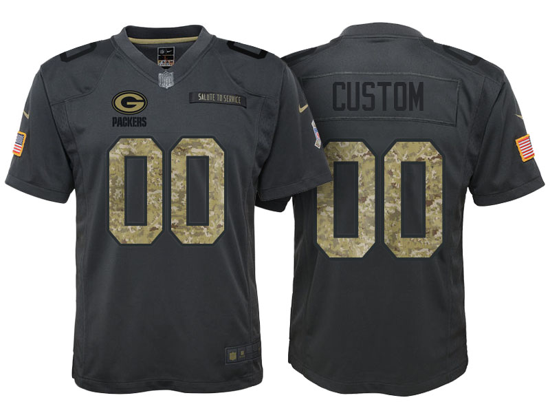 Personalized Youth Green Bay Packers Anthraciteized Camo 2016 Salute to Service Jersey