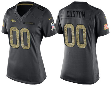 Personalized Women’s Denver Broncos Anthraciteized Camo 2016 Salute to Service Jersey