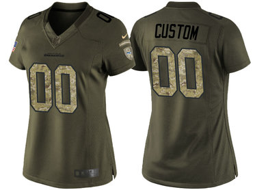 Personalized Women’s Seattle Seahawks Oliveized Camo Salute to Service Jersey