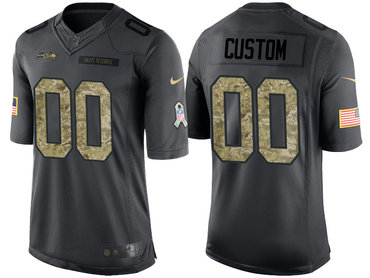 Personalized Men’s Seattle Seahawks Anthraciteized Camo 2016 Salute to Service Jersey