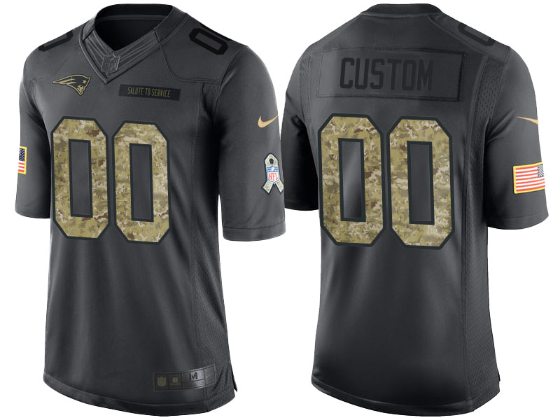 Personalized Men’s New England Patriotsized Black Camo 2016 Salute to Service Jersey