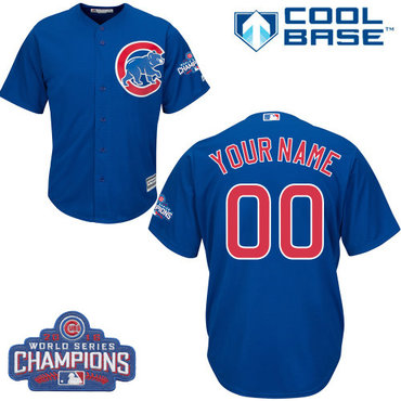 Personalized Youthized MLB Alternate Chicago Cubs 2016 World Series Champions Cool Base Royal Blue Jersey