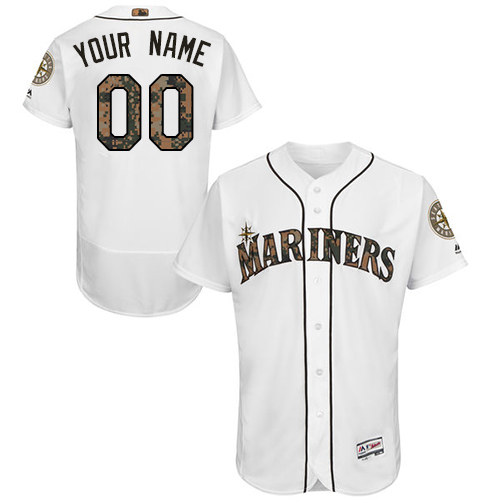 Personalized Seattle Mariners White Memorial Day Men’sized Flexbase Jersey