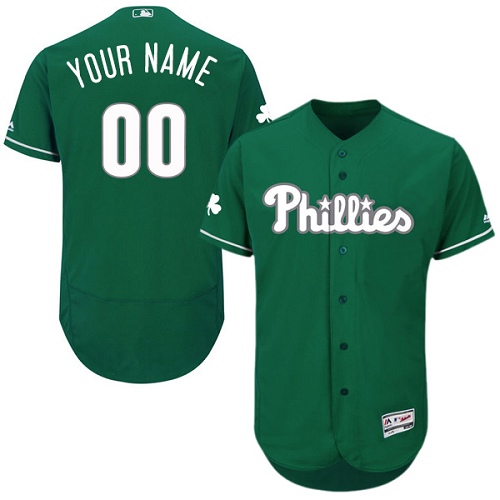 Personalized Philadelphia Phillies Green Celtic Men’sized Flexbase Jersey