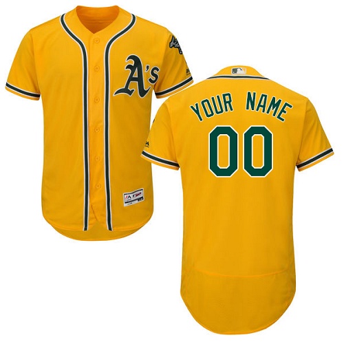 Personalized Oakland Athletics Yellow Men’sized Flexbase Jersey
