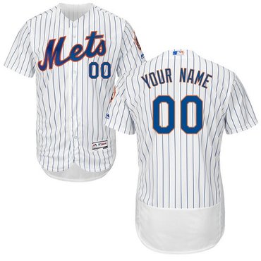 Personalized New York Mets White Men’s Flexbaseized Jersey