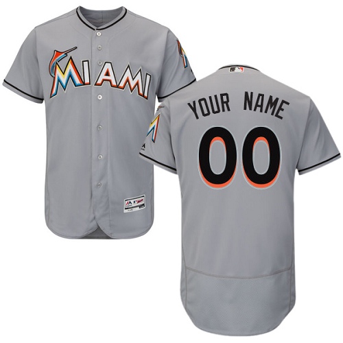 Personalized Miami Marlins Gray Men’sized Flexbase Jersey