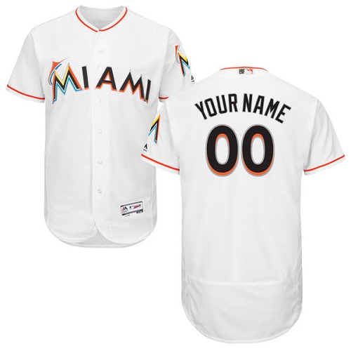 Personalized Miami Marlins White Men’sized Flexbase Jersey