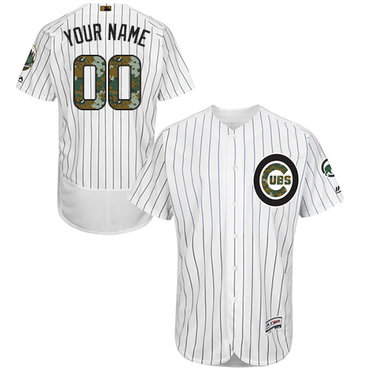 Personalized Chicago Cubs White 2016 Memorial Day Men’s Flexbaseized Jersey