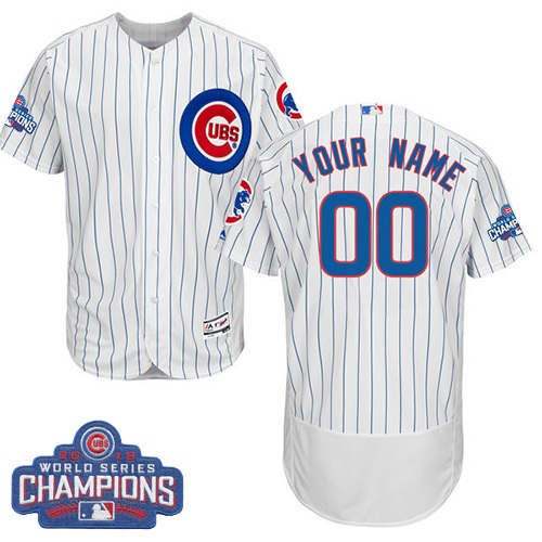 Personalized Chicago Cubs White 2016 World Series Champions Men’s Flexbaseized Jersey