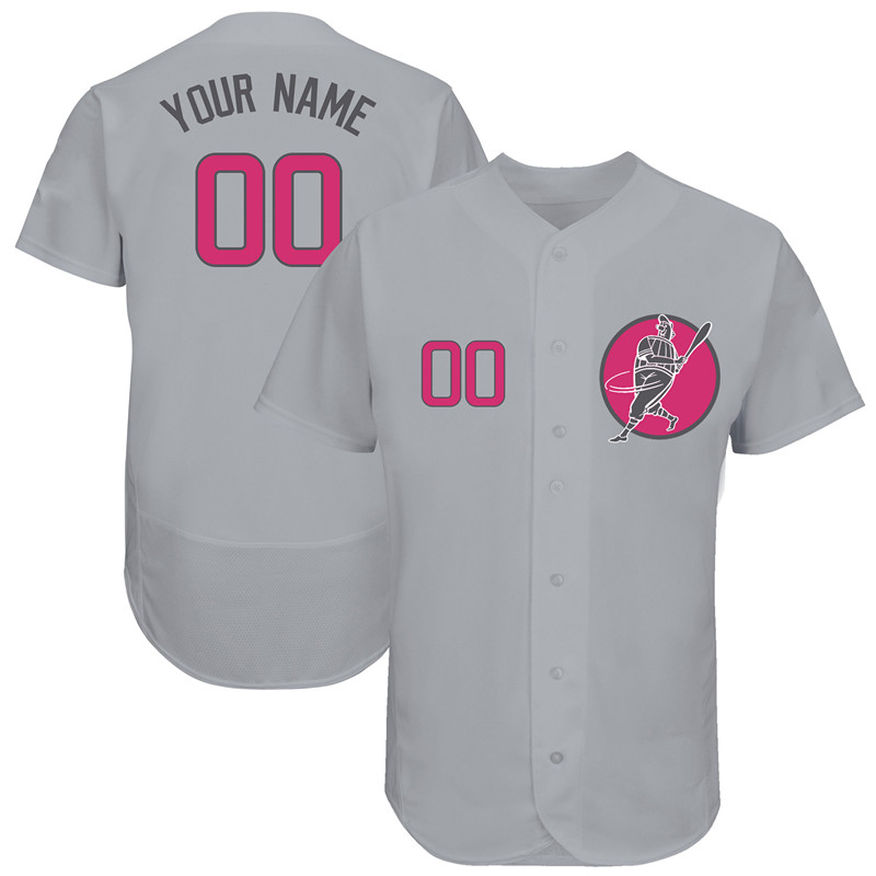 Personalized Cubs Gray Men’sized Pink Logo Flexbase New Design Jersey